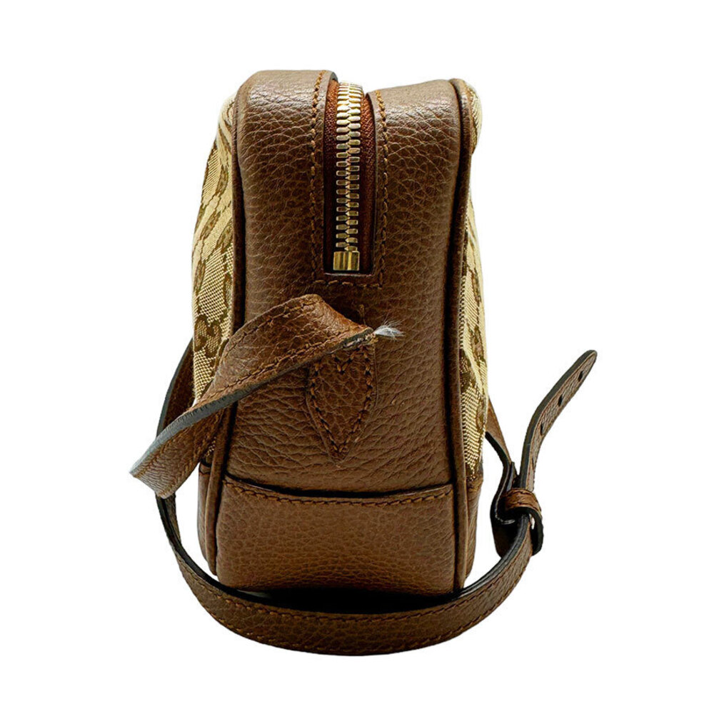 Gucci Canvas Crossbody Leather Brown GG Shoulder Beige Bag Brown Tan